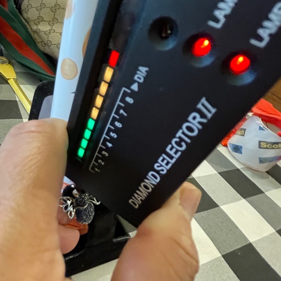 14k White Gold Bumble Bee Omega Earrings Blue Sapphire, Diamonds - Picture 5 of 6